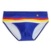 Mannen Shorts Oranje Strepen Sexy Lage Taille Strakke Mannen Badmode Zomer Strand Bikini Gay Surf Zwembroek Slips Badpakken heren