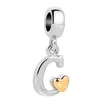 925 Argent Charme Perles Balancent D'or Petit Amour Chanceux Lettre A-Z Pendentif Perle Fit Pandora Charms Bracelet DIY Bijoux Accessoires