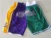 Hombres Baloncesto Just Don Dikembe Mutombo Short con bolsillo Cremallera Fly Bryant Reeves Pantalones de chándal Usar Cordón Deporte Cintura elástica Patrick Ewing Pantalón Hip Pop Costura