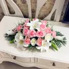 Dekoratif çiçek çelenk lüks diy düğün dekor masası çiçek koşucusu yapay sıra düzenleme centerpieces gül zambak peonies yeşil le