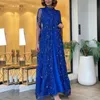 Royal Blue Mother of the Bride Dresses With Jacket 2 Pieces A Line Formal Gown Sequined Coat Arabic Dubai Special Endan Wear