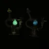7 Inch Mini Hookahs Unique Glow In The Dark Ball Glass Bongs Inverted Showhead Percolator Water Pipes Small Dab Rigs Green Purple With 14mm Joint Bowl