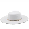 Bérets 9.5CM large bord haut chapeau Panama Fedoras en feutre solide avec nœud pour les femmes mélange de laine blanche artificielle Jazz CapBérets BéretsBérets