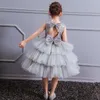 Flower Girls Evening Party Dress For Big Bow Lace Sequins Princess Fantasy Kids Baby Children Formal Wedding 220422