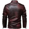 Giacca in pelle da uomo in pile invernale da moto PU Giacca in pelle da uomo Colletto alla coreana Giacca a vento casual Ropa De Hombre Cappotto sottile 7XL 220801