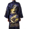 Men039s sleep abbigliamento navy blu accappatoio da camino cinese ricami di seta in raso kimono da bagno kimono drago yukata275y15554299