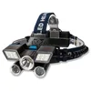 New High-power 5 LED Strong Headlamp Rechargeable Searchlight Waterproof Fishing Light Battery Display Warning Function