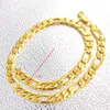 Pendanthalsband 12mm italiensk Figaro Link Chain Necklace Armband 24K Guld GF 600mm 24 tum fast finjustering