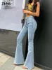 Vrouwen hoge taille wijd uitlopende jeans sexy vintage y2k denim broek streetwear harajuku stretch capris vrouwelijke mode joggers broek 220526