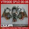 Fairings do OEM para Honda VTR RTV 1000 VTR1000 2000 2001 2002 2003 04 05 06 Corpo 123No.200 RC51 SP1 RTV1000 00-06 SP2 VTR-1000 Orange Black 00 01 02 03 2004 2005 2006