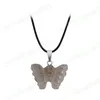 Natural Crystal Stone Butterfly Pendant Party Favor Creative Gemstone Necklaces Pendants Hand Carved Women's Fashion Accessory