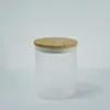 10 uncji kubki w kształcie świecy z bambusową gwintowaną pokrywką mrożoną szklaną kubki Piękne butelki