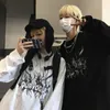 Harajuku casual män långärmad t-shirts kvinnlig svart gotisk tecknad vintage tryck streetwear baggy lös hip hop bf t skjortor 220708