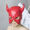 Flirting Fun Mask Bondage Toy Leather Blindfold Stage Show Black And Red Headgear Hood