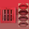 립글로스 4x 벨벳 무광택 여성 가벼운 길고 지속적인 보습 방수 화장품 유약 선물 메이크업 키트 Fadelip