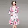 Wysokiej klasy trend damski sukienka retro z długim rękawem Sukienka z nadrukiem 2023 Letnia jesienna sukienka Kwiatowa sukienki Temperament Koszulki