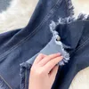 Kvinnors träningsdräkter Kvinnor Summer Fashion 2 Piece Set Tassel Strapless Jeans Topps+ Shorts Set Chic Design Woman Denim Short Pants Suit Outfit W220322
