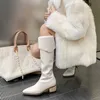 Mode-Winter-Frauen Schneestiefel Plattform Pl￼sch Schuhe Boot Frauen Mode Leisure Schwarz Beige braun warm warmes Fell mittlerer Kalb Stiefel echt
