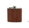 Logo Personalizza Mini Pocket Fiaschetta in acciaio inossidabile Venatura del legno Colore Fiaschetta per liquore all'aperto a prova di perdite JLA13516