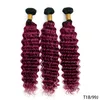 1BBordeaux Ombre Hair Extensions 1b 99J Braziliaans Kinky Krullend Haar Weave Rood Remy Ombre Menselijk Haar 3 4 Bundels7671771