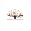 Party Favor Event Supplies Festive Home Garden Landscape Silk Folding Fan Chinese Style Bamboo Wood Summer Portable Wedding Gift 10 Inch D