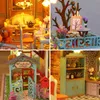 DIY Ahşap Bebek Evi Jungle Resort Minyatür Bina Kitleri Dollhouse Mobilya ile Casa Oyuncakları Kızlar Kızlar Doğum Günü Hediyeleri