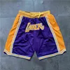 Short de basket-ball de l'équipe Just Don City Version Serpentine Wear Pantalon de sport avec poche zippée Pantalon de survêtement Hip Pop Violet Blanc Vert Bleu