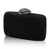 Velvet Clutch Bag Diamond Flower Lock Elegant Evening Luxury Designer Purse Wedding Chain Drop 220527