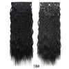 Hairpieces Curly Clip In Hair Extensions Synthetic 6pcs/Set Black Brown Ombre Clips Fake Hair Pieces