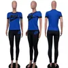 2024 Designer Joggerpakken Merk Katoenen trainingspakken dames Zomeroutfits plus maat 2XL T-shirt met korte mouwen en broek Tweedelige sets Casual sportkleding Kleding 7388-5