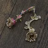 Dangle Chandelier Ins Jhumki Jhumka 수제 구슬 꽃 꽃 분홍색 에폭시 불규칙한 피어싱 귀걸이 빈티지 트렌디 한 여성 파티 보석류