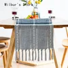 Boho-Tischläufer aus Filz, Esszimmer-Dekoration, natürliche Hochzeit, Zuhause mit Quaste, handgewebtes Baumwoll-Leinen-Tuch, Café 220615