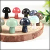 Stone Loose Beads Jewelry Carved Mushroom Ornaments Natural Rose Quartz Turquoise Naked Stones Hearts Decoration Hand Handle Pie Dhn3H