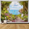 Vägg hängande mattor estetiska psykedelisk filt hippie havslandskap tryck matta boho sovrum konst dekor j220804