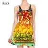 화려한 과일 플래터 3D 프린트 패션 캐주얼 여름 여성 드레스 섹시한 슬림 소매 소매 비치 드레스 220617