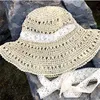 Tasarımcı Yaz Lace Up Güneş Kremi Plaj Şapka kadın Hollow Geniş Ağız Hasır Şapka Katlanabilir Saman Güneşlik Şapka