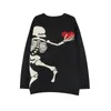 Men's Sweaters Skeleton Knitted Sweater Men Women Hip Hop Oversized Retro Bone Heart Pullover Winter Warm Street Harajuku Sof282g