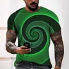 2022 Summer Mens T-shirts 3D Digital Printing Fun Rotating Corrugated Round Neck Tops Casual Loose Short Sleeve Men Tees