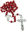 Red Beads Cross Rosary Beads Necklace Prayer Beads Christian Church Supplies