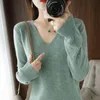 Autumn Winter New Cashmere Sweater Women Keep Warm V-neck Pullovers Knitting Fashion Korean Long Sleeve Loose