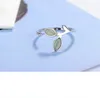 Klusterringar Lekani 925 Sterling Silver Green Opal lämnar knoppar öppna för kvinnor av hög kvalitet kreativ finjustkluster