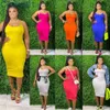 Moda większe sukienki damskie Solidny kolor prosty bez pleców suwakowa spódnica kobieta plus size ubrania