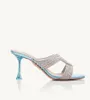 Été 2022 dames sandales chaussures dames talons hauts cristal embelli métal cuir pantoufles dame Shoeis robe fête mariage