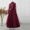 Moderne 3D Flower Enkle Lengte Prom Dresses Hijab Moslim avondjurk gewaden de soiree Marokkaanse kaftan