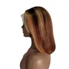 女性のための茶色の短いストレートのかつら13 * 4レースフロント人間の髪のウィッグ女性のブラジルの髪