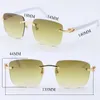 Wholesale Rimless Metal Style White Plank 8300816 Unisex Sunglasses With Box C Decoration 18K Gold Sunglasses Outdoor Design Classical Model Frame glasses Size:54