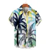 Camisas casuais masculinas Hawaiian Manga curta de manga curta Botão de praia Down Bloups machos química havaienne hommemen's