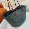 Straw Bag Shoulder Bags Handbags Plain Knitting Crochet Embroidery Open Casual Tote Interior Compartment Two Thin Straps Leather 2247V