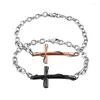 Link Chain European And American Religious Belief Cross Couple Bracelet Titanium Steel Diamond Inlaid Fashion Alphanumeric Jewelry Fawn22