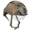 Equipo para exteriores Airsoft Paintabll Shooting Camo Casco Protección para la cabeza ABS PJ Casco táctico rápido con gafas NO01-004